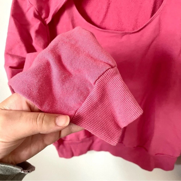 Anthropologie T.La Cut-Out  Funnel Neck Sweatshirt Pink - Picture 8 of 8